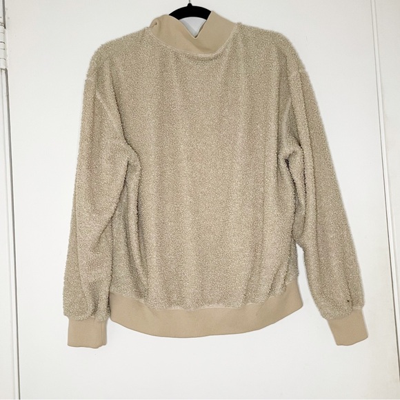 Buffalo David Bitton quarter-zip fuzzy pullover sweater sweatshirt cream M - Picture 4 of 7
